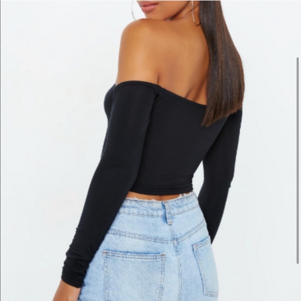 Black Bardot Crop Top